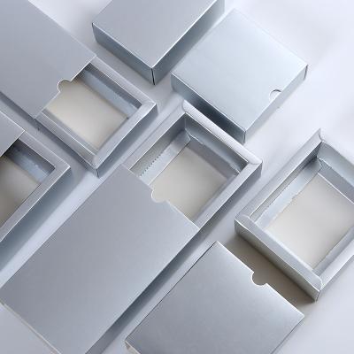 China Recyclable Manufacturers Direct Drawer Box Stain Silver Card Paper Solid Color Packaging Gift Box Wholesale Folding Jewelry Box for sale