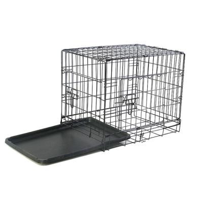 China Breathable Wholesale Black Dog Crate Durable Large Metal Outdoor Folding Dog Cage for sale