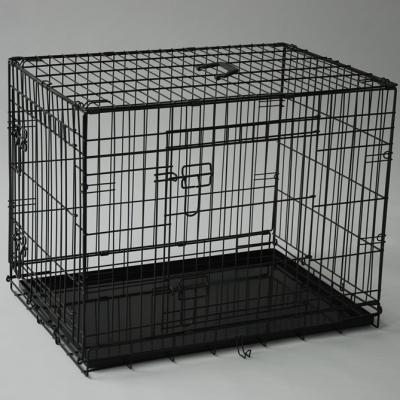 China Sustainable Commercial Insurance Folding Puppy Pet Cage Dog Crate In Black With Bedding for sale