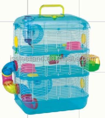 China Viable folded plastic cricetulu cage 3 layers with plastic toys for sale