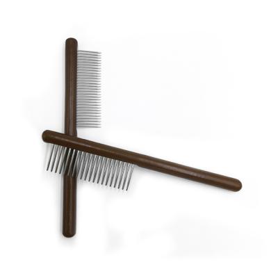 China Factory Direct Sale Customized Viable Hair Removal Dog Comb With Long Wooden Handle for sale