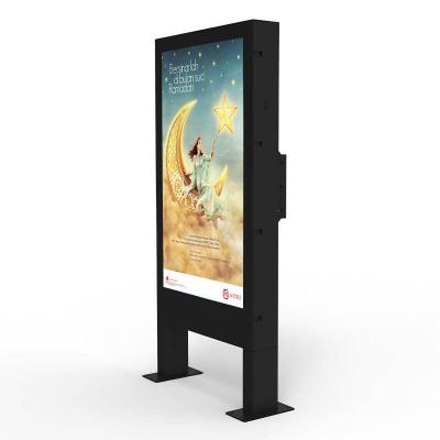 China 55 Inch Floor Standing Outdoor Digital Signage Kiosk Standing Outdoor Advertising Large Screen Totem for sale