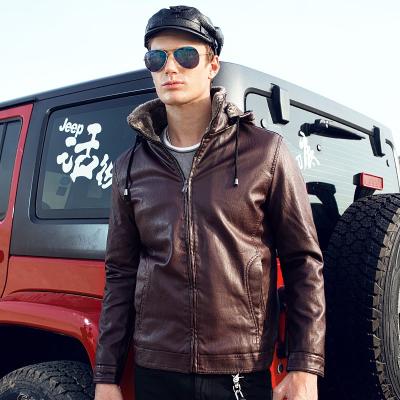 China Winter Waterproof Casual Warm Men Coat Motorcycle PU Fur Leather Jackets for sale