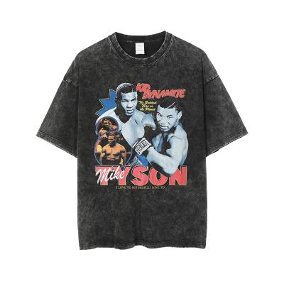 China Anti-pilling Organic Cotton Branded Single Acids Good Drop Shoulder Wash Tyson Boxing Omens Graphic Custom Plus Size Mens T-Shirts for sale