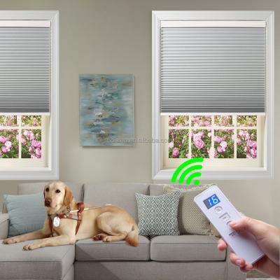 China UV Protection Customized Soundproof Remote Control Auto Motorized Cellular Shades Blackout Electric Honeycomb Shades for sale