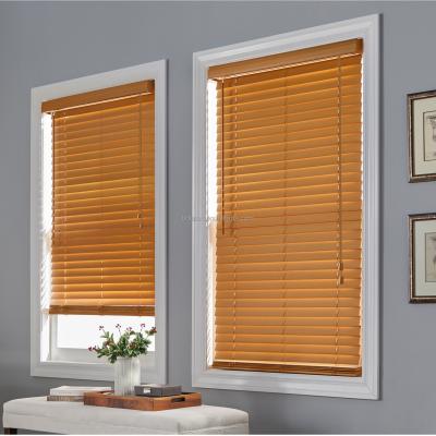 China Basswood Custom Faux Wood Timber Shutter UV Protection Nature Height Manual Wood Blinds for sale