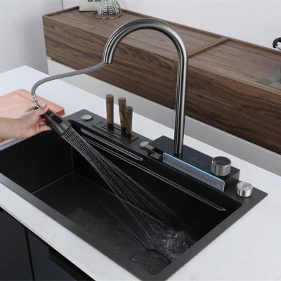 China Without Faucet High Quality Household Stainless Steel Kitchen Sink Waterfall Daily Kitchen Sink for sale