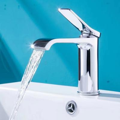 China Waterfall Household Hot Water Faucets Full Copper Mixed Tap Basin Countertop Basin Faucet Mixed Cold And Cold for sale