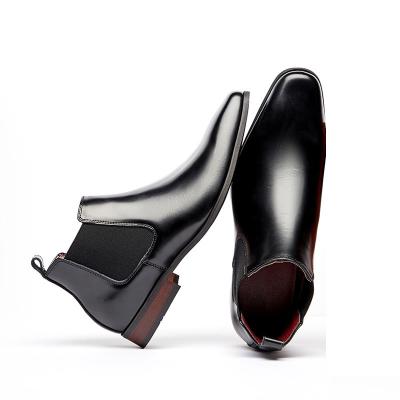 China Hard-Wearing Mens Chelsea Boots Classic Mens Cowboy Leather Brown Ankle Boots British High Cut Shoes Footwear Dress Boots Slip-On shoes for sale