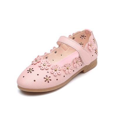 China Flat Lovely Children Shoes for Girls Soft Sole Cut-outs Shoes Flats Cute Baby Girls Fashion Casual Outdoor Walking Shoe PU OEM Floral for sale