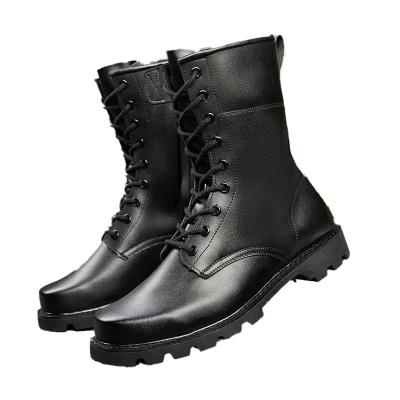 China Deodorization Genuine Leather Boots Steel Toe High Ankle Martin Boots Men's Work Safety Shoes Black Outdoor Combat Boots for sale