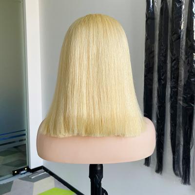 China Brazilian Straight Lace Front Blonde Bob Hair Wigs Bob Wigs Vendor 13X4 13X6 Body Wave 613 Bone Shorts for sale