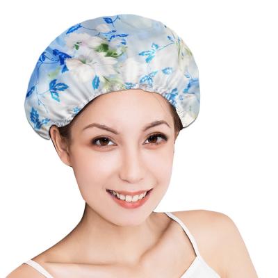 China Sustainable Best Selling Product Amazon 2021 Customized Satin Shower Cap Durable Custom Hair Cap for sale