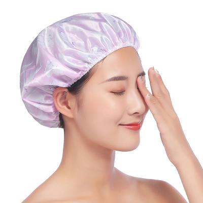 China Best Product Amazon Success 2021 Satin Fabric Durable Hair Cap Sustainable Selling Custom Shower Cap for sale