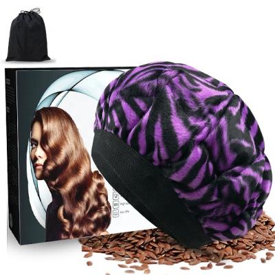 China Best Product Amazon Success 2021 Flaxseed Hair Steaming Heat Cap Durable Reusable Selling Wireless Heat Cap For Hair Heating Cap for sale