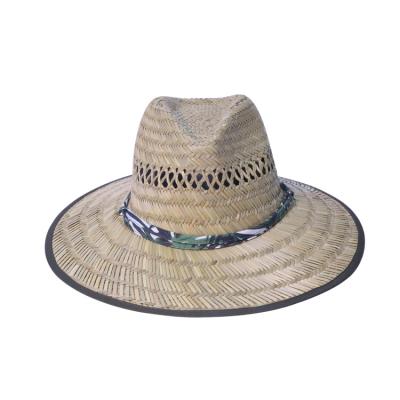 China Image Patch Logo Natural Straw Lifeguard Beach Straw Hat for sale