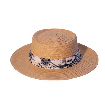 China Wholesale Straw Beach Hat Flat Top Sun Straw Hat Dobby Lady Round Summer Sun Hat for sale