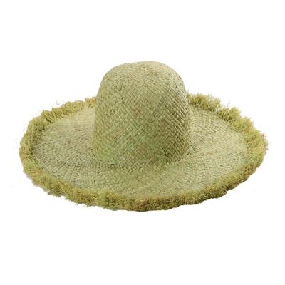 China Soft Raffia Straw Premium Quality Supply Beach Fringed Oversized Wide Brim Hat Straw For Women for sale