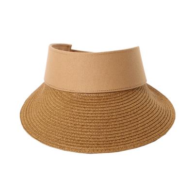 China Paper Braid High Quality Fashion Brim Sun Visor Outdoor Wide Open Top Beach Hats For Women Summer Straw for sale