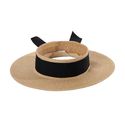 China Fashion Customized Brim Straw Sun Visor Summer Beach Handmade Hats Wide Protection UV Sun Paper Braid for sale