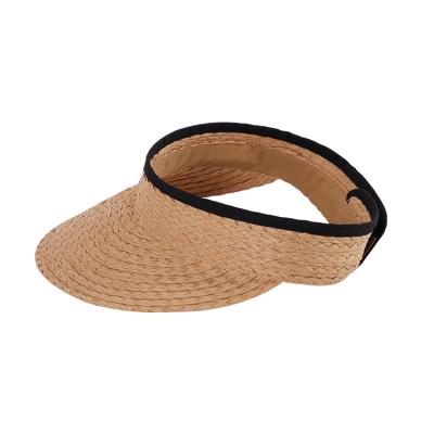 China High Quality Paper Braid Vacation Sun Visor Hollow Flat Surface Straw Hats Summer Beach For Women for sale