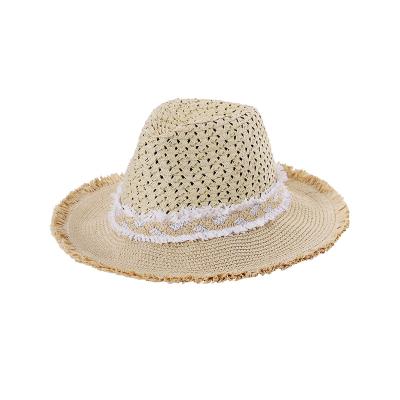 China Factory direct sales dobby fashion brim summer wide brim natural straw handmade panama hat for man for sale