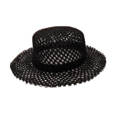 China Raffia Straw High Quality Beach Wide Brim Summer Women Chillout Flat Straw Hat With Pad for sale