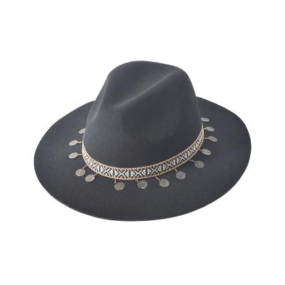 China High Quality Custom Made Character Felted Hat Winter Rivet Belt Panama Felt Hats For Female for sale