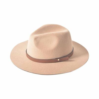 China Character Maker Custom Wool Fedora Hats Big Leather Band Wide Brim Hat Felt Elegant Ladies for sale