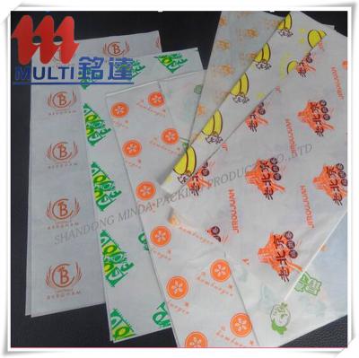 China Disposable Kraft Paper French Fries Logo Printing Proof Hamburger Wrapping Paper Coated Greaseproof Paper for sale