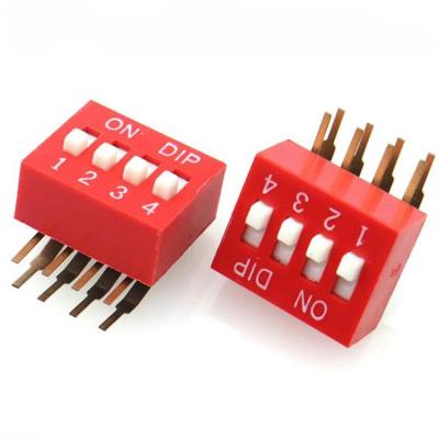 China 2.54mm Right Angle Dip Switch Slide Contact DA Black Series Side Pull Switch ZjZC-DA Red Blue Right Angle Type for sale