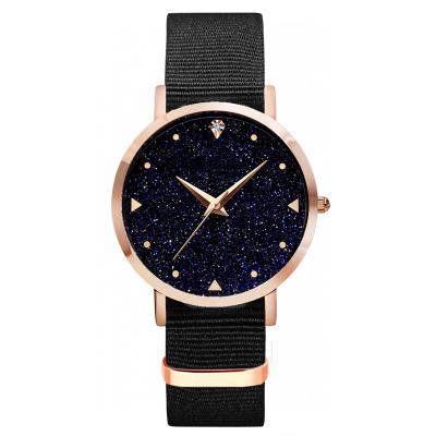 China Stylish Lady Men Business Dress Crystal Diamond Star Sky Leather Mesh Automatic Date Watch for sale