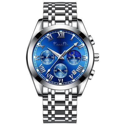 China Luxury men's day amazon calendar hot models full dropship business waterproof watches japan quartz calander steel strap watch quality 24 for sale