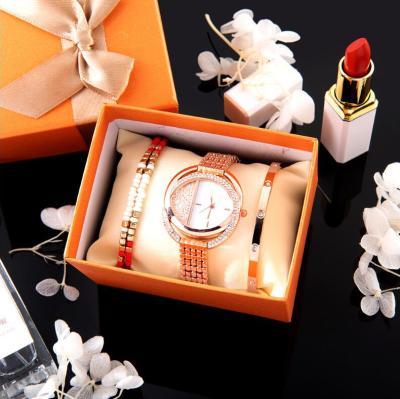 China Auto Date 3 Pieces Female Watch Set Diamond Ladies Alloy Watch Gift Women Set for sale