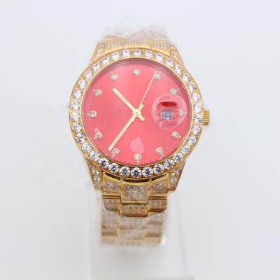 China Luxury Water Resistant 40MM 18K Gold CZ Zirconia Stones Jewelry Watches for sale