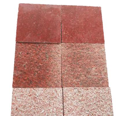 China Chinese Natural Red Chinese Garden Landscape Non-slip Sidewalk Granite Exterior Wall Cut Stone for sale