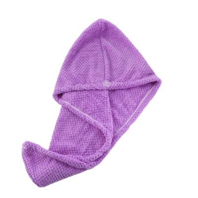 China QUICK-DRY Microfiber Towel Custom Logo Shower Spa Head Wrap Soft Fleece Coral Fleece Hair Drying Hat Turban Travel Home Use for sale