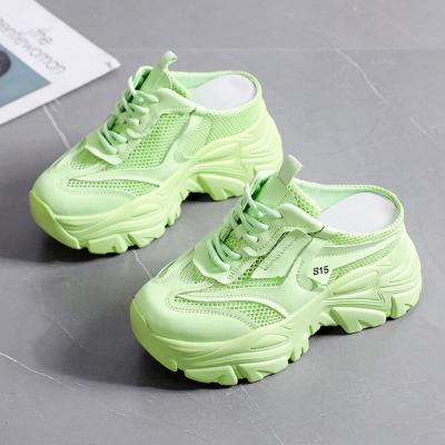 China Active Sports Women Wedges 2022 Sport Shoes For Woman Slippers Increasing Chunky Dad Sneakers Ladies Breathable Mesh Platform Casual Shoes for sale