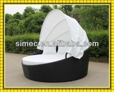 China Sun Sofa Custom Make SGS HDPE Rattan Outdoor Daybed With Canopy SCRB-001 for sale