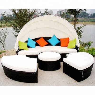 China China Wholesale Outdoor Rattan Sun Couch SIMEC Wicker Sofa Around Dubai Folding Bed With Canopy for sale