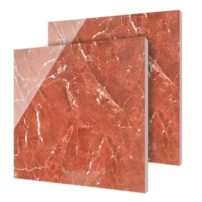 China Metallic Glazed Ceramic Tiles Red Glazed Marble Look 600x600 Polished Floor Tile for sale