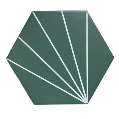 China Porcelain Tiles 200*230 Rustic Green Hexagon Hexagon Floor Tile for sale