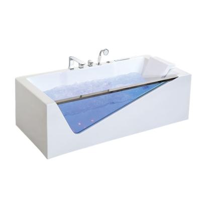 China Eco-friendly Tempered Glass Material Acrylic Glass Cheap Corner Bathtub for sale