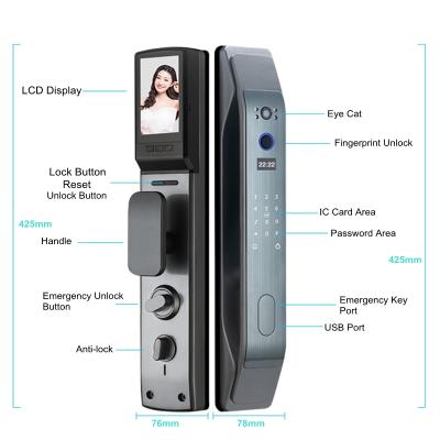 China Tuya App Digital Electronic Fingerprint Remote Control Zinc Alloy Password Smart Door Lock With Camera for sale