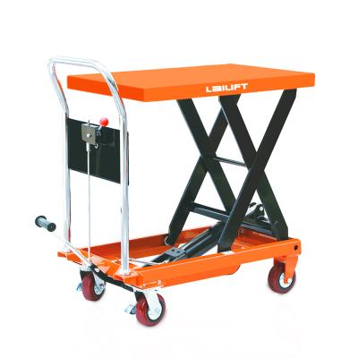 China Material Handling Equipment Manual Hydraulic Mechanical Scissor Lift Table With Wheels for sale