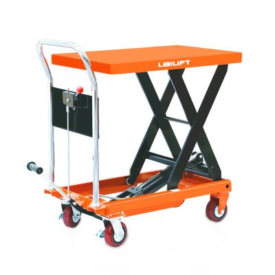 China Material Handling Equipment High Lift Manual Lift Table with Wheels for sale