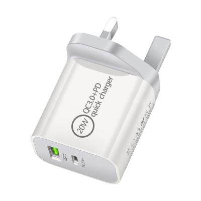 China Fast Type PD 20w QC3.0 Mobile Phone/Wall Charger Ipad/Camera/PDA/MP3 USB Charger Dual Port Adapter EU USA Plug PD Charger for sale