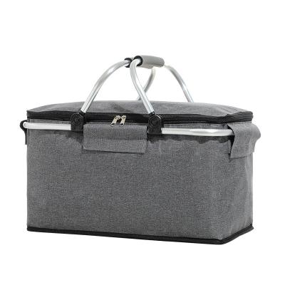 China Customized Waterproof Portable Folding Picnic Basket Cooler Basket Folding Picnic Cooler Bag With Cooler for sale