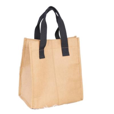 China 2022 Wholesales Recycled Tyvek Folding Kraft Paper Waterproof Eco-friendly Lunch Bag Custom Design Lunch Cooler Bags for sale