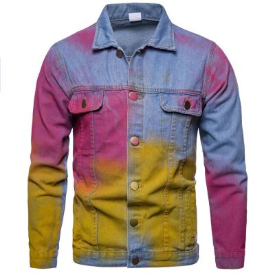 China QUICK DRY Custom Logo Size European Denim Jackets Men Printed Jacket Mens Denim Jacket for sale